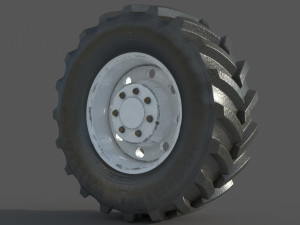 Tractor wheel Rim Tire set 3D Model