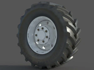 Tractor wheel Rim Tire set 3D Model