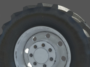 Tractor wheel Rim Tire set 3D Model