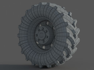 Tractor wheel Rim Tire set 3D Model