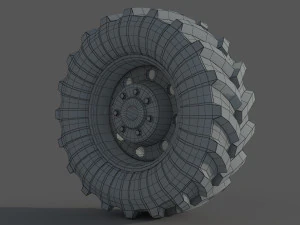 Tractor wheel Rim Tire set 3D Model