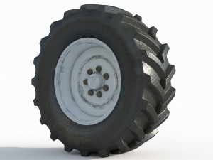 Tractor wheel Rim Tire set 3D Model