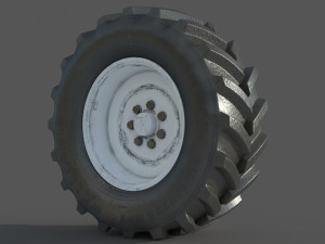 Tractor wheel Rim Tire set 3D Model