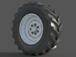 Tractor wheel Rim Tire set 3D Model