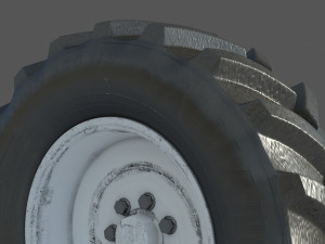 Tractor wheel Rim Tire set 3D Model