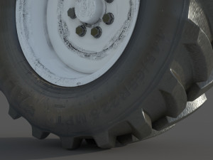 Tractor wheel Rim Tire set 3D Model