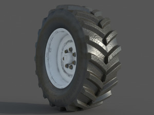 Tractor wheel Rim Tire set 3D Model