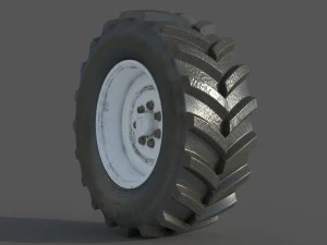 Tractor wheel Rim Tire set 3D Model