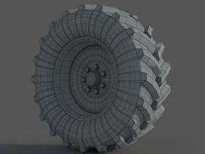 Tractor wheel Rim Tire set 3D Model