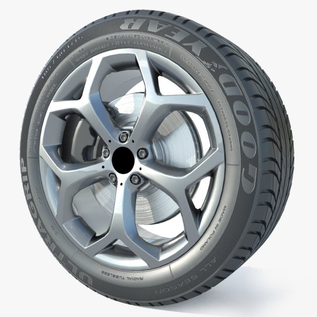 Wheel rim tire 20 3D Model .c4d .max .obj .3ds .fbx .stl .blend 