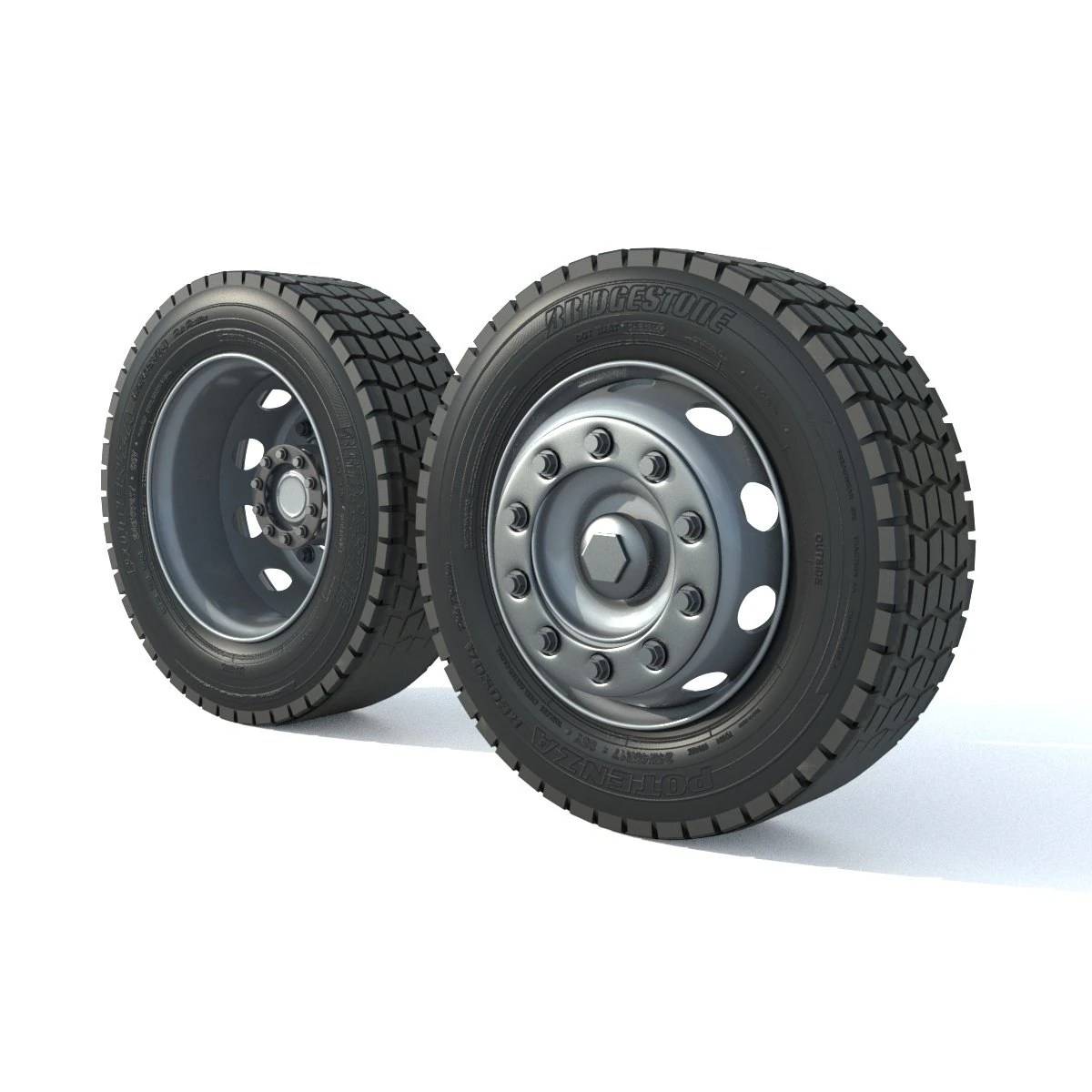Wheel Rim Tire Truck Set 3D Model .c4d .max .obj .3ds .fbx .stl .blend