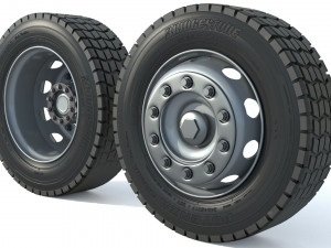 Wheel Rim Tire Truck Set Model 3D