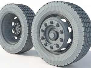 Wheel Rim Tire Truck Set 3D Model