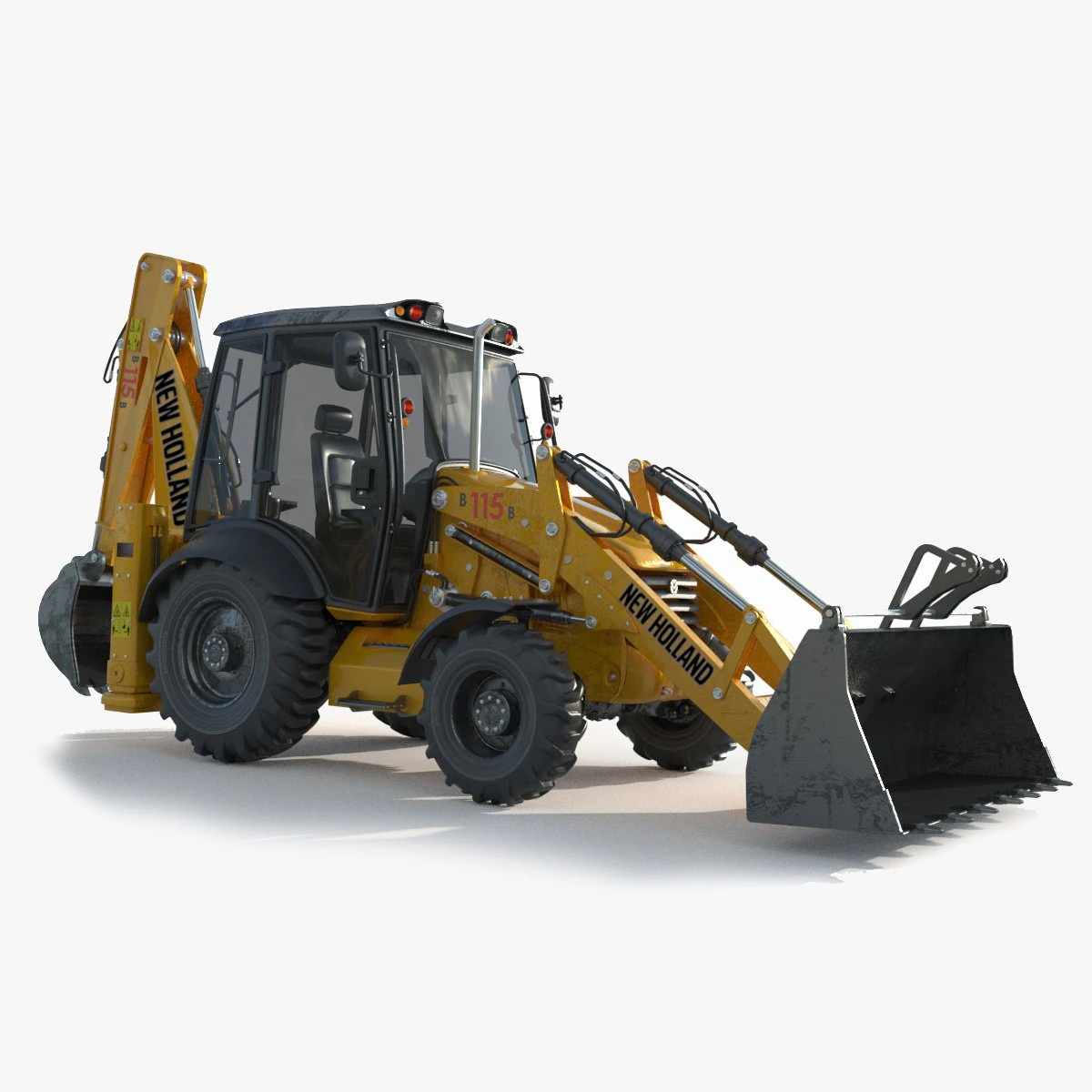 New Holland B115B Backhoe Loader 3D Model .c4d .max .obj .3ds .fbx .stl .blend 