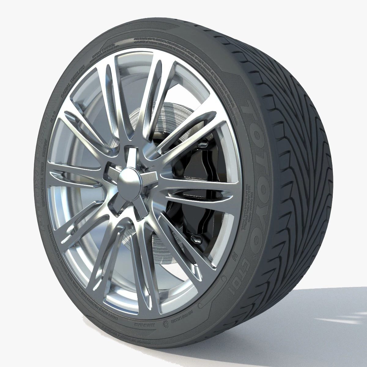 Wheel rim tire 22 3D Model .c4d .max .obj .3ds .fbx .stl .blend 