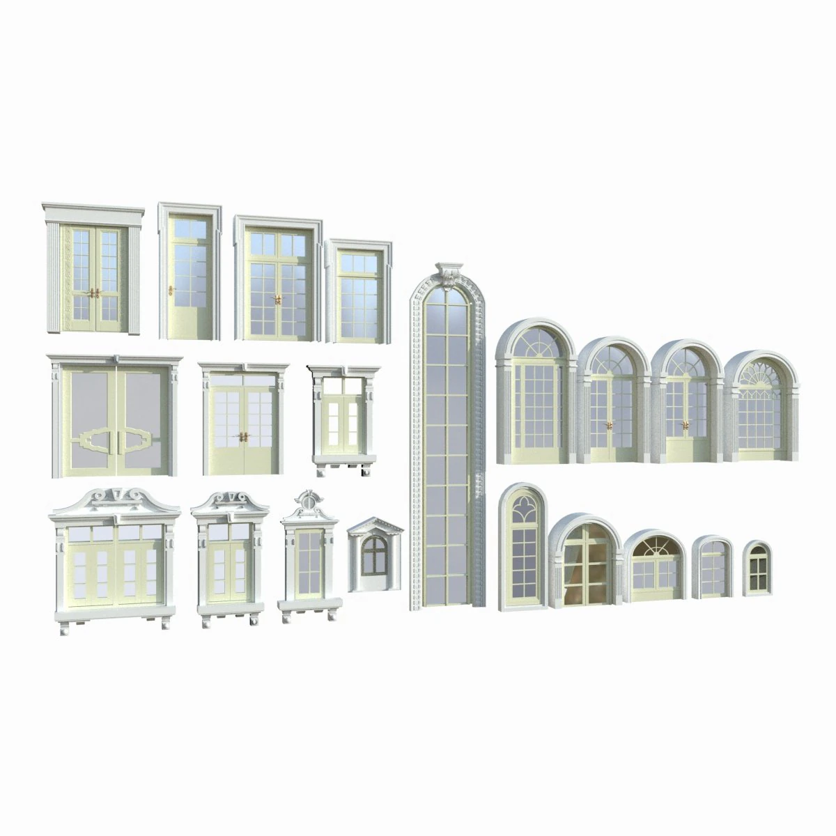 Doors Windows set 3D Model .c4d .max .obj .3ds .fbx .stl .blend