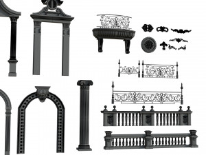 Door Window Decor set 3D 模型