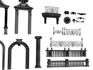 Door Window Decor set 3D 模型