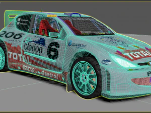 Peugeot 206 WRC 3D Model