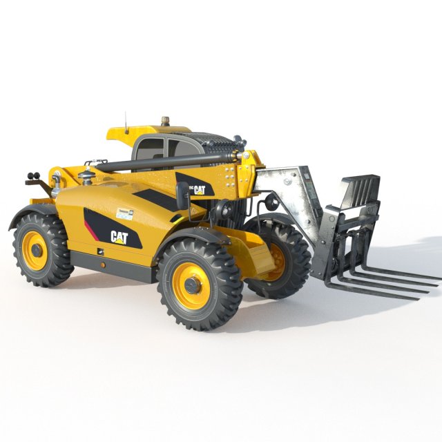 Caterpillar Cat Telehandler TH255C 3D Model .c4d .max .obj .3ds .fbx .lwo .lw .lws