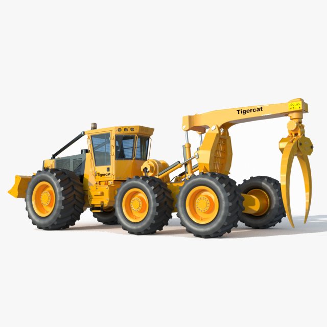 Tigercat Skidder Forestry Loader 635 E 3D मॉडल .c4d .max .obj .3ds .fbx .stl .blend 