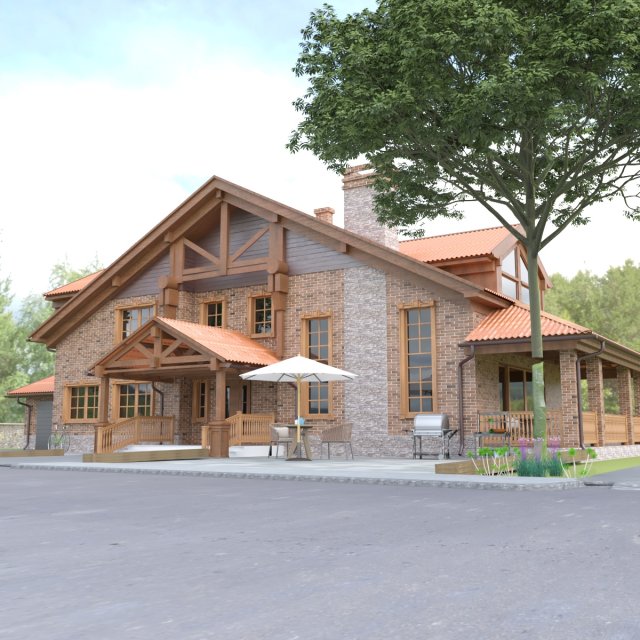 House castle Model 3D .c4d .max .obj .3ds .fbx .stl .blend 