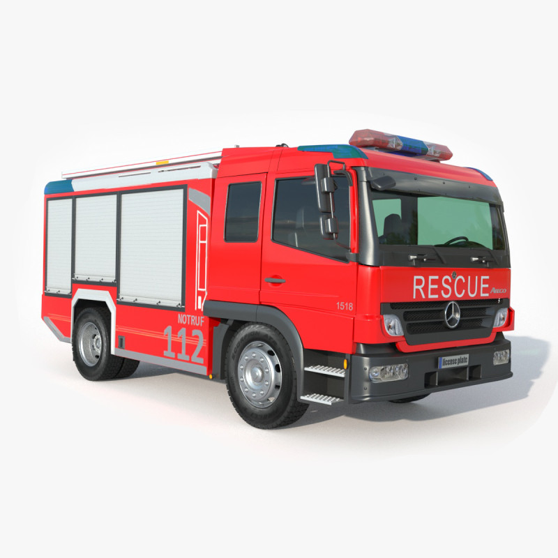 Mercedes Benz Atego 1518 Fire Rescue Modelo 3D .c4d .max .obj .3ds .fbx .stl .blend 