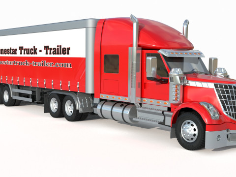 International LoneStar Sleeper Semi Truck 3D Model