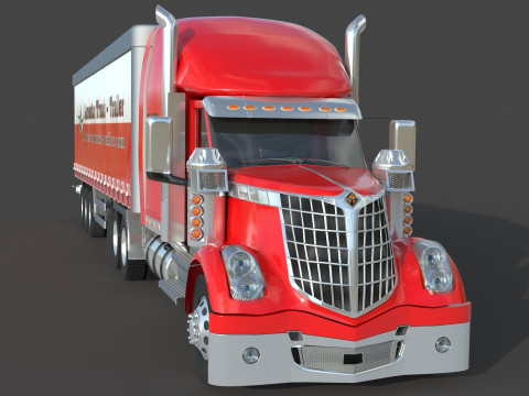 International LoneStar Sleeper Semi Truck 3D Model