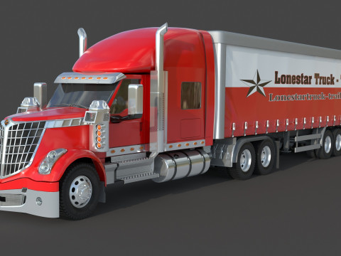 International LoneStar Sleeper Semi Truck 3D Model