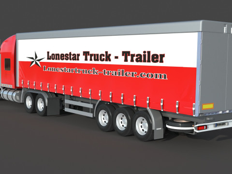 International LoneStar Sleeper Semi Truck 3D Model