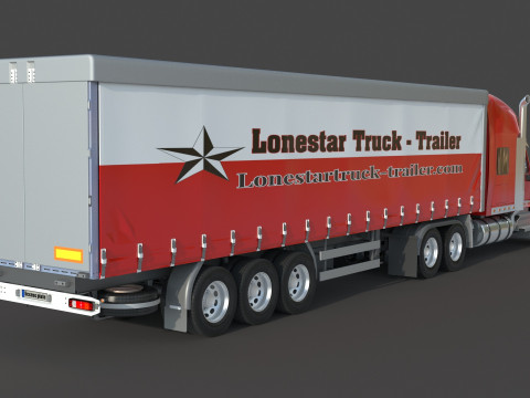 International LoneStar Sleeper Semi Truck 3D Model