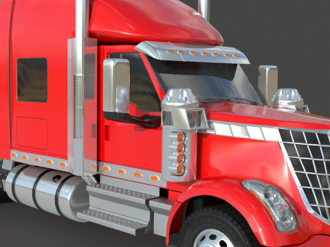 International LoneStar Sleeper Semi Truck 3D Model