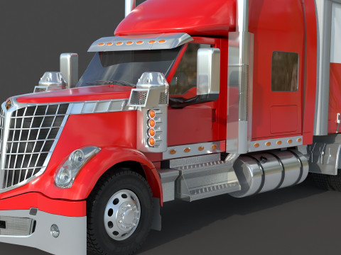 International LoneStar Sleeper Semi Truck 3D Model