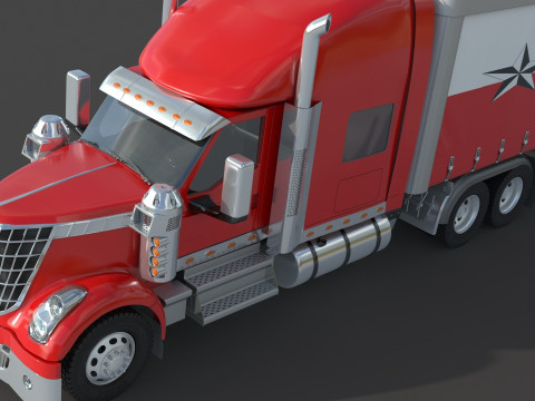 International LoneStar Sleeper Semi Truck 3D Model