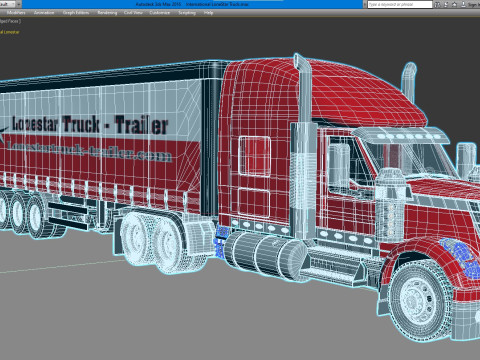 International LoneStar Sleeper Semi Truck 3D Model