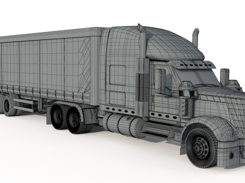 International LoneStar Sleeper Semi Truck 3D Model
