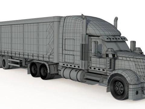 अंतर्राष्ट्रीय लोनस्टार स्लीपर सेमी ट्रक 3D मॉडल