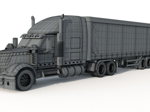 International LoneStar Sleeper Semi Truck 3D Model