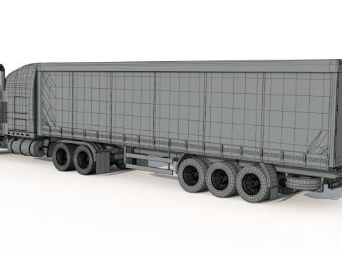 International LoneStar Sleeper Semi Truck 3D Model
