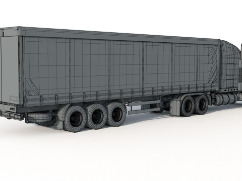 International LoneStar Sleeper Semi Truck 3D Model