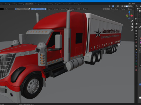 International LoneStar Sleeper Semi Truck 3D Model