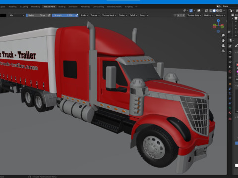 International LoneStar Sleeper Semi Truck 3D Model