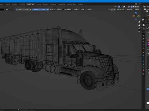 International LoneStar Sleeper Semi Truck 3D Model