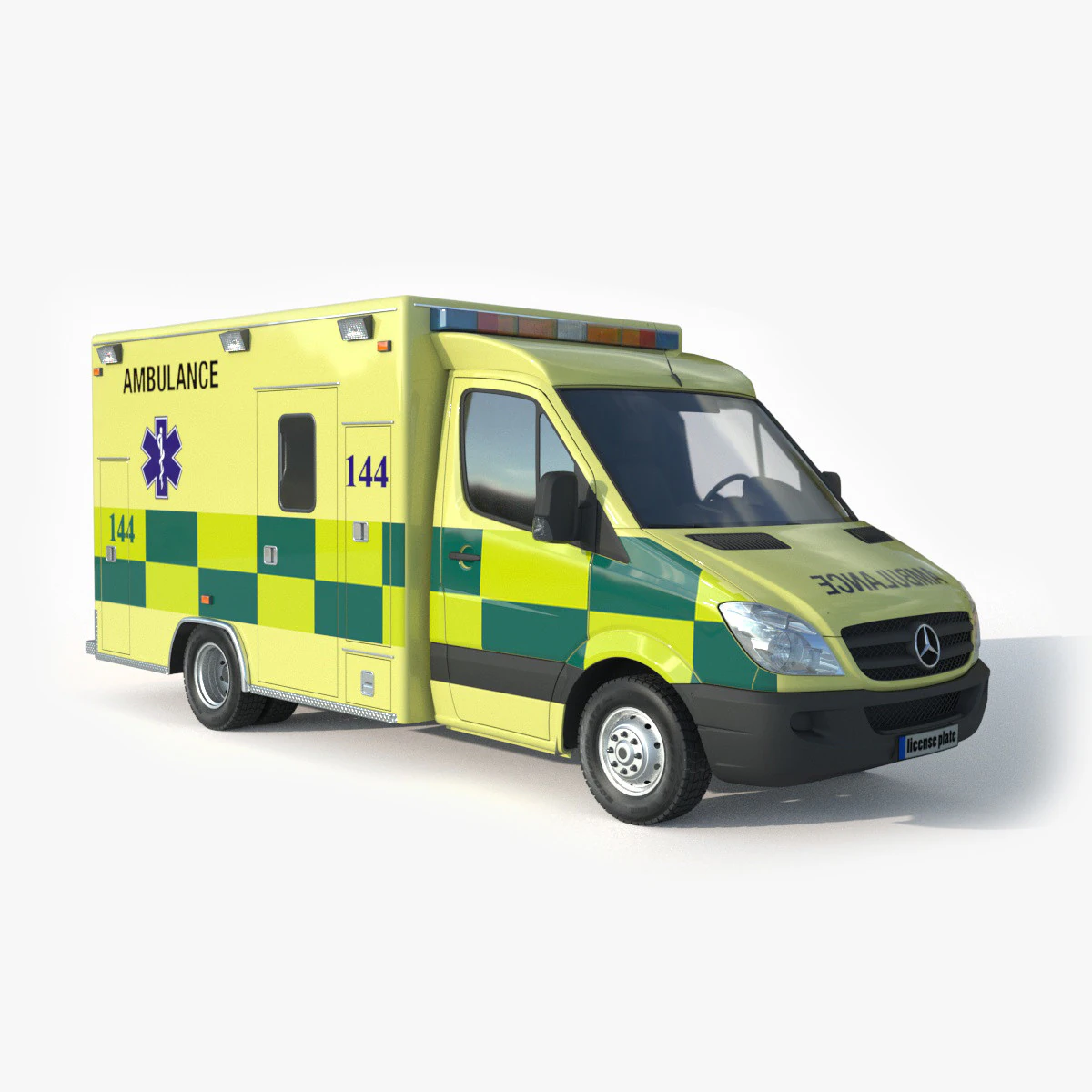 Mercedes Benz Sprinter Krankenwagen Ambulance 3D Model .c4d .max .obj .3ds .fbx .stl .blend