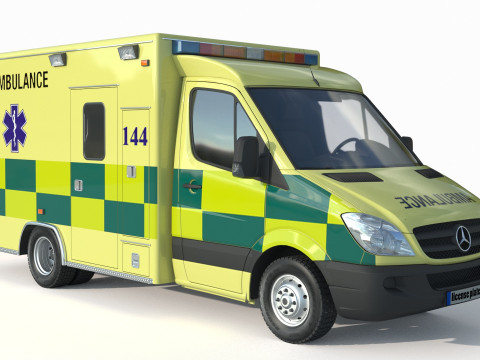 Mercedes Benz Sprinter Krankenwagen Ambulance Modello 3D
