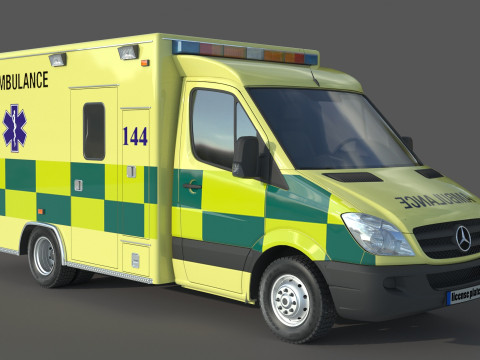 Mercedes Benz Sprinter Krankenwagen Ambulance Modello 3D