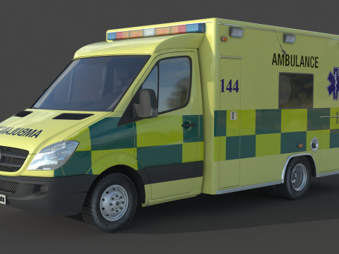 Mercedes Benz Sprinter Krankenwagen Ambulance Modello 3D