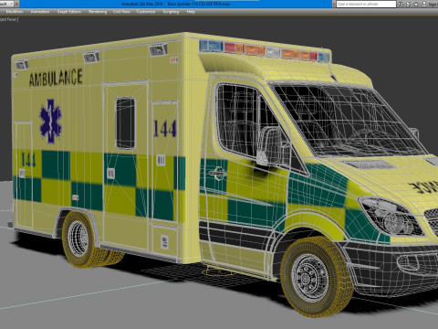 Mercedes Benz Sprinter Krankenwagen Ambulance Modello 3D
