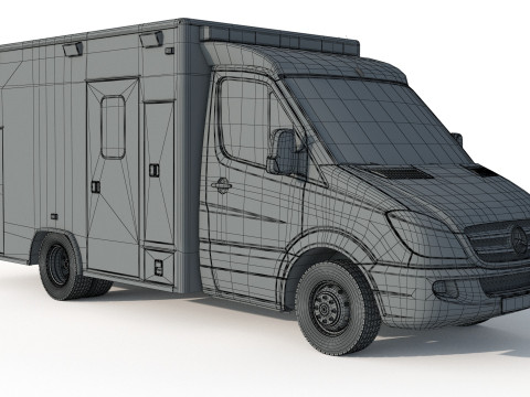 Mercedes Benz Sprinter Krankenwagen Ambulance Modello 3D